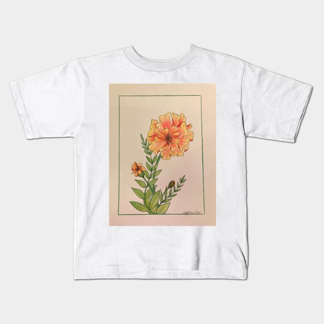 Marigold Drawing Kids T-Shirt by DarkAngel1200